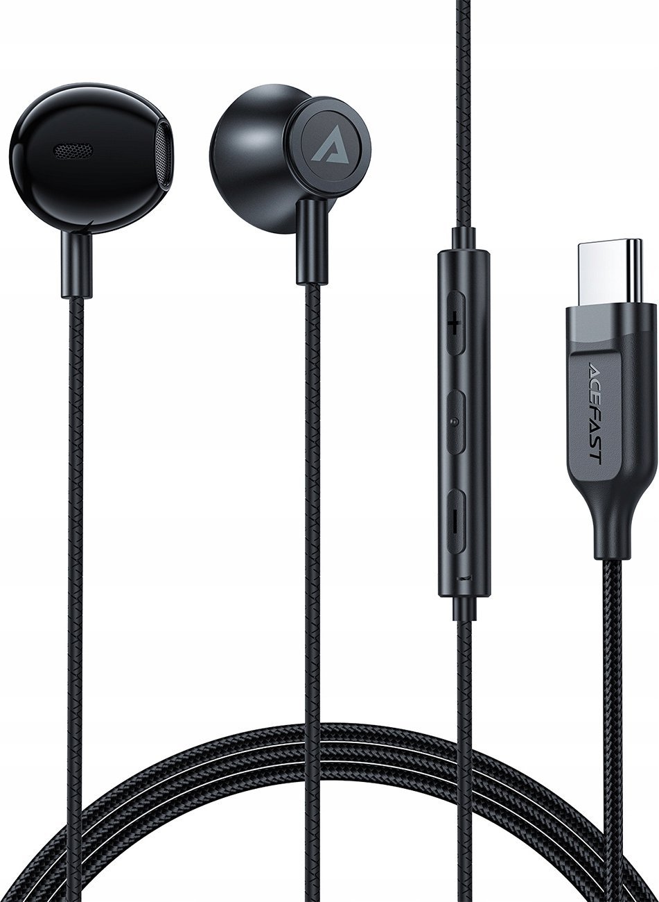 Kufje me kabllo ACEFAST L2, USB C, me mikrofon, in ear, të bardha