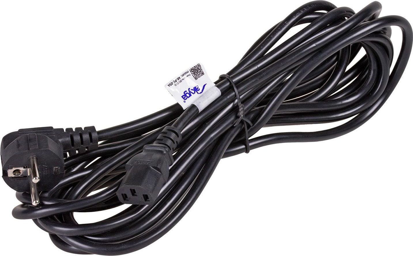 Kабел за струја Akyga AK-PC-05A, 5m, IEC C13, црн