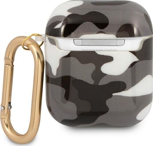 Këllëf mbrojtës Guess GUA2UCAMG Camo për AirPods 1/2, TPU, gri kamuflazh