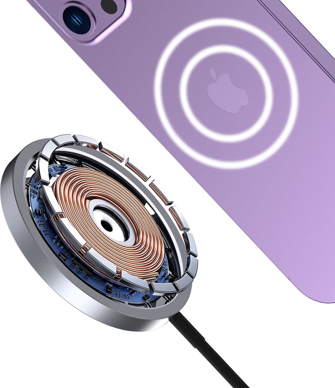 Karikues wireless Dudao Kit 15W, MagSafe Qi, adapter AC 20W, i bardhë