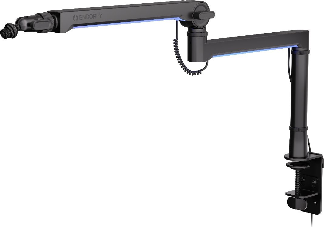 Krah mikrofoni ENDORFY EY0A010 Broadcast Low Profile RGB, montim në tavolinë, i zi
