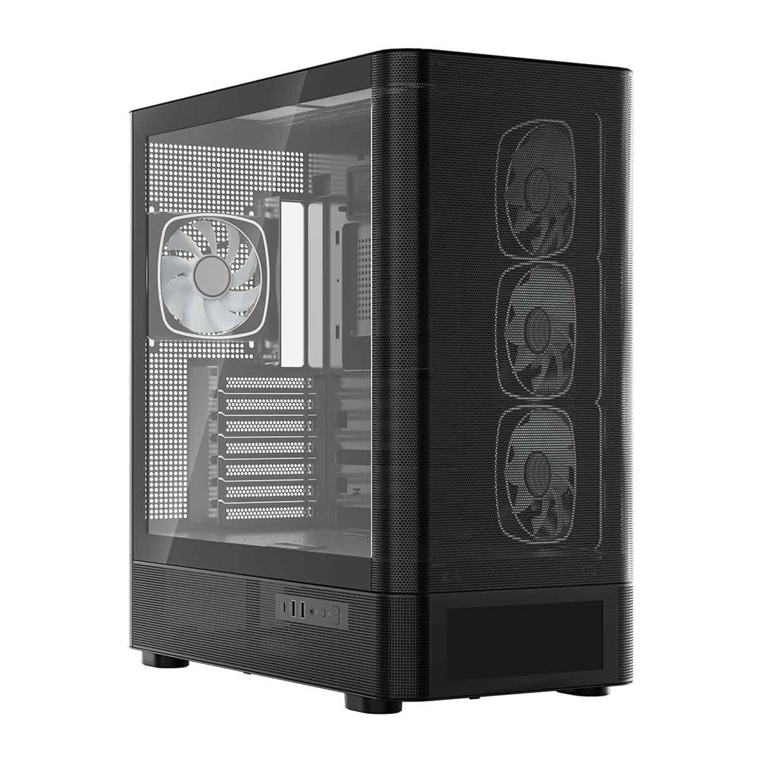 Kasi gaming Modecom Volcano AQ500 ARGB, MIDI tower, ekran LCD, i zi