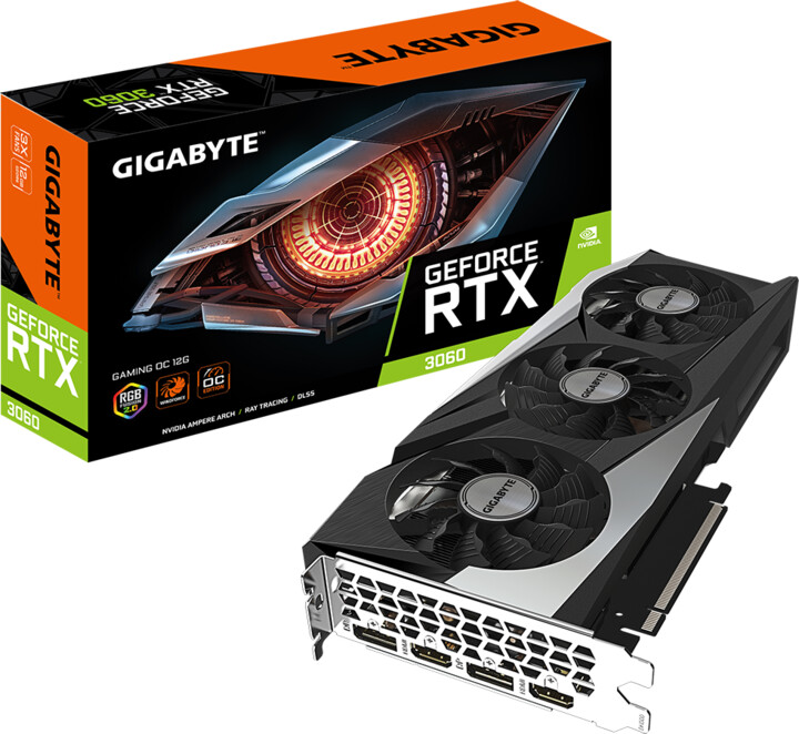 Kartelë grafike GIGABYTE GeForce RTX 3060 GAMING OC 12G (rev.2.0), LHR, 12GB GDDR6