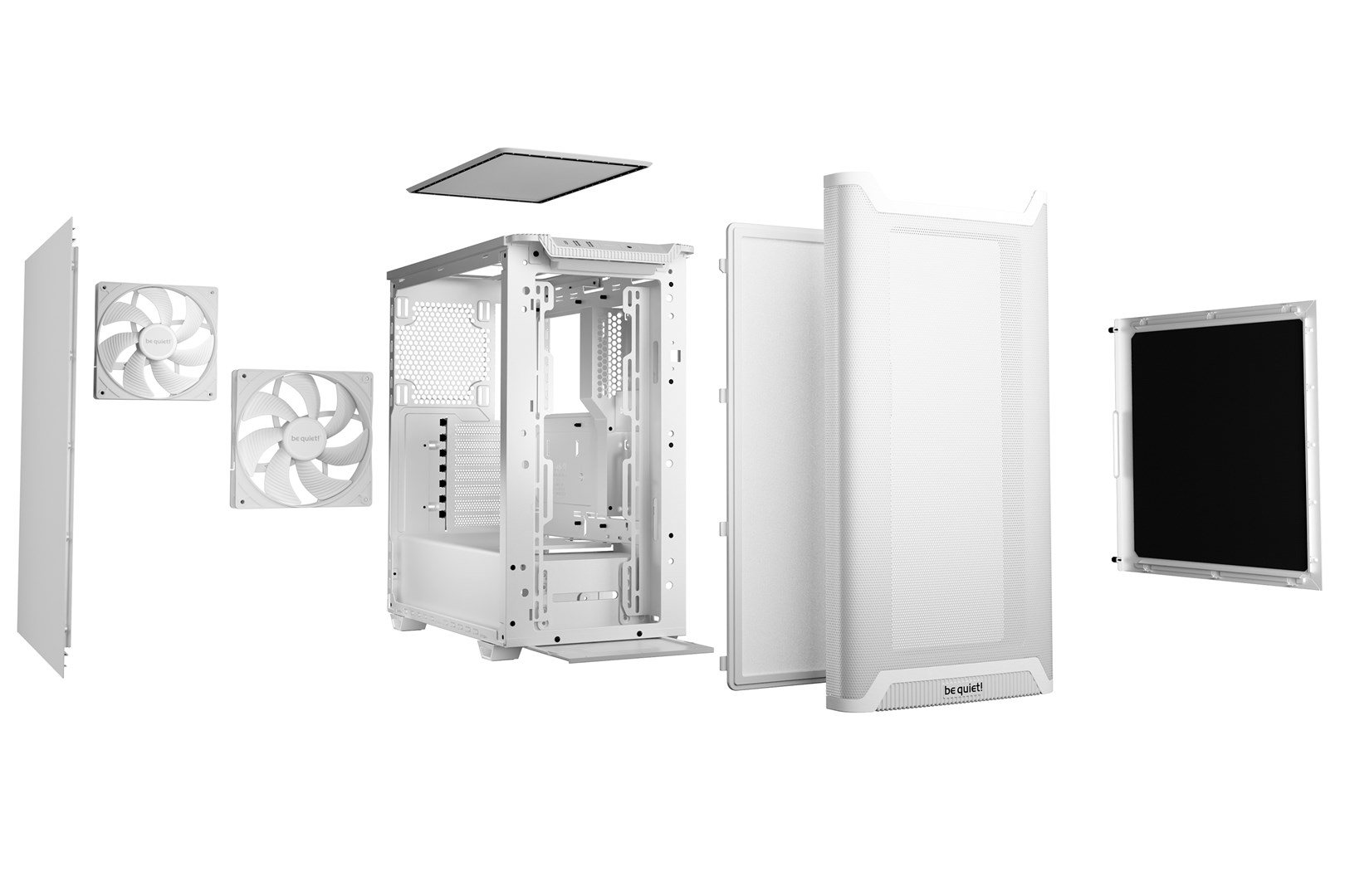Kornizë gaming Be quiet Pure Base 501 Airflow, mid tower, xham i temperuar, e bardhë