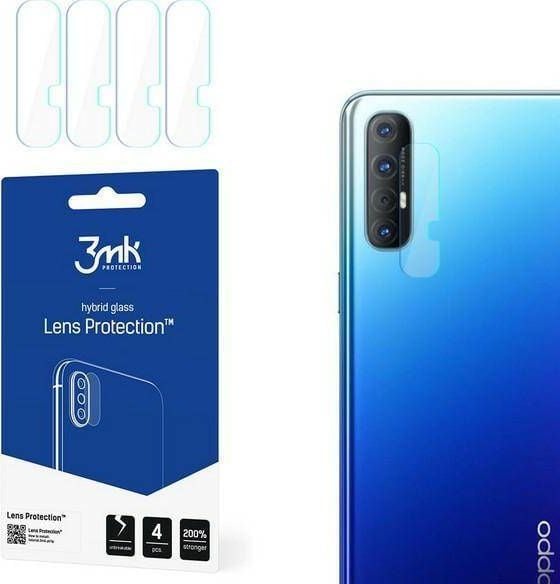 Mbrojtës lente 3MK Lens Protect për Oppo Reno 3 Pro, xham hibrid 0.2mm, set 4 copë, transparent