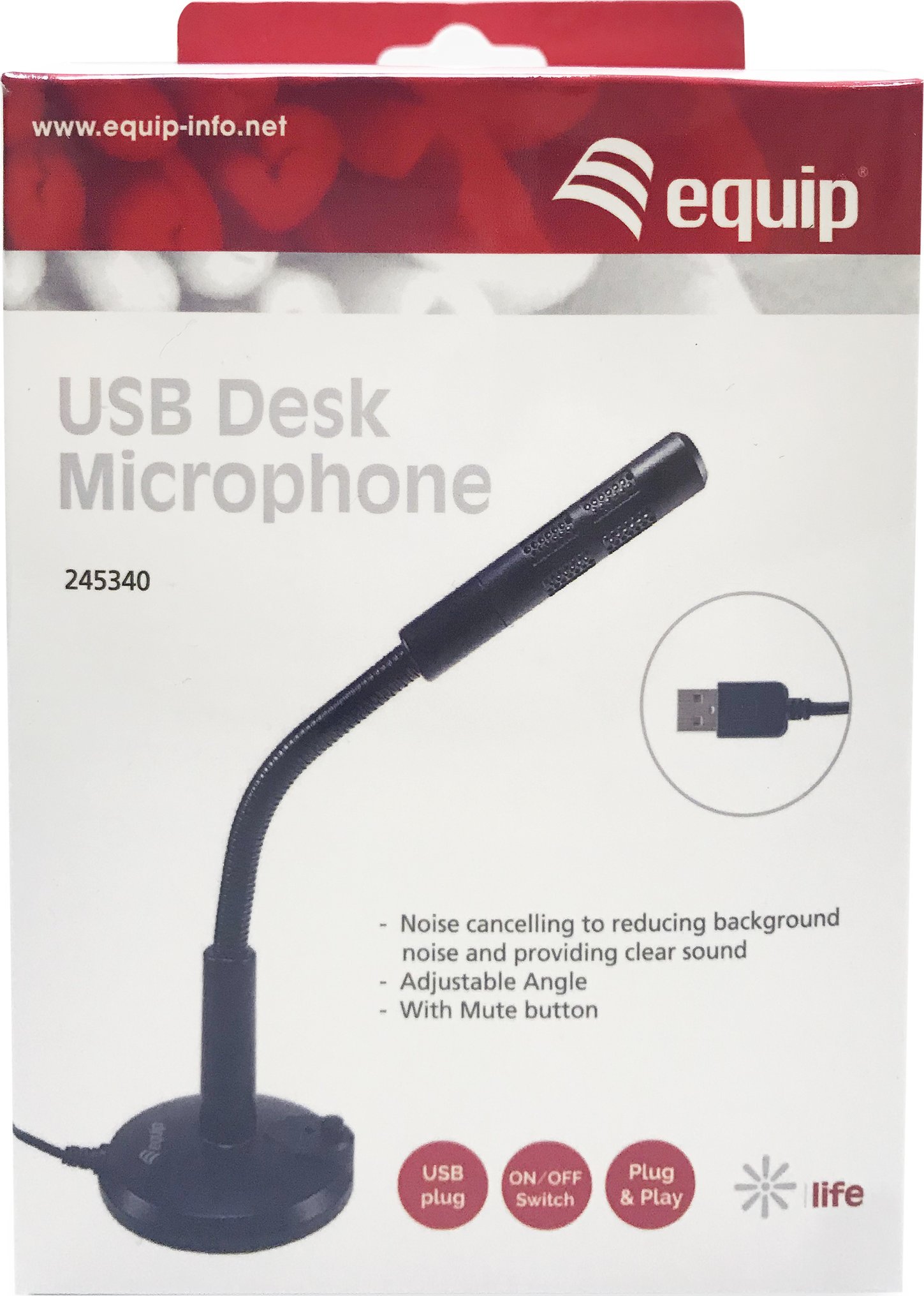 Mikrofon tavoline Equip 245340, USB, i zi