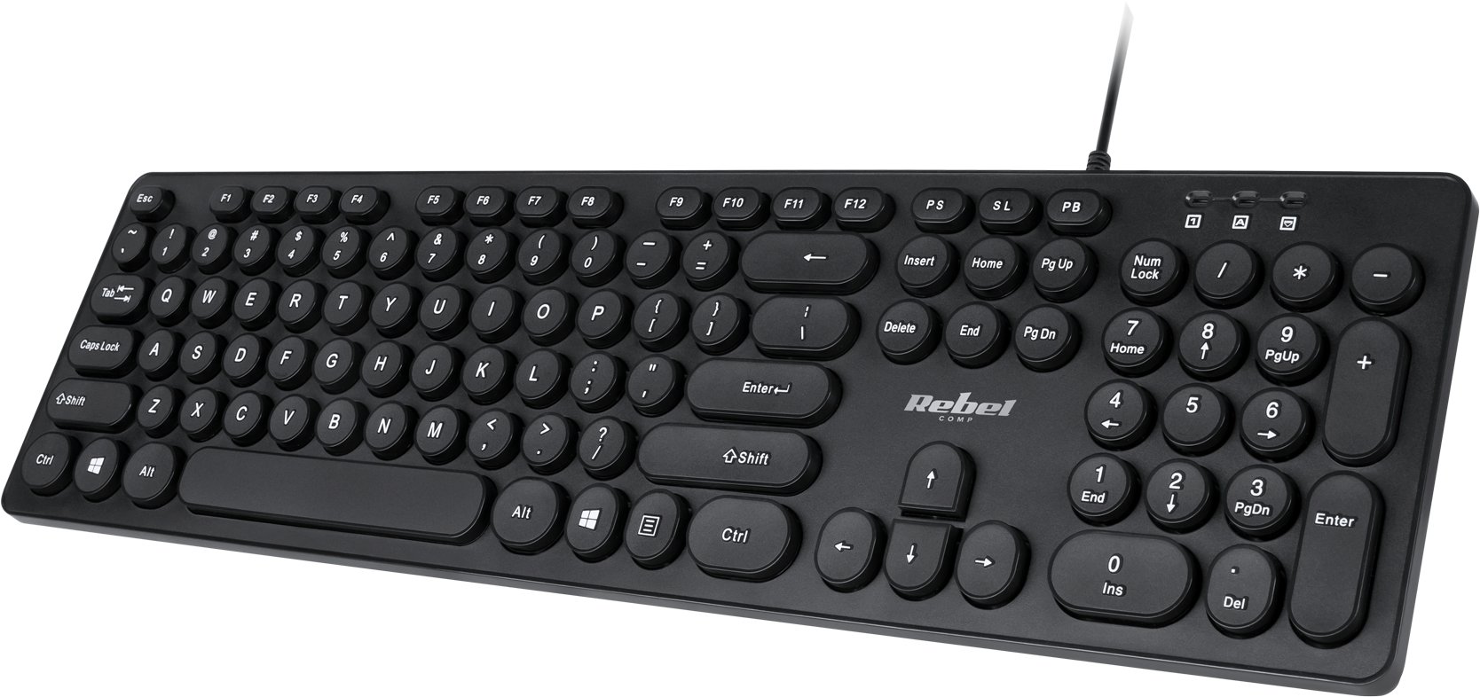 Tastierë Rebel WDK100, me kabllo USB 2.0, taste membranë, e zezë