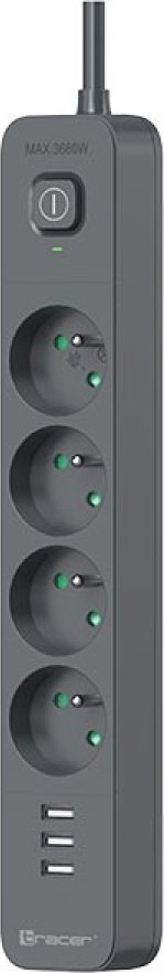 Prizë zgjatuese Tracer Surge Protection, me mbrojtje nga mbingarkesa, 5 dalje, e bardhë