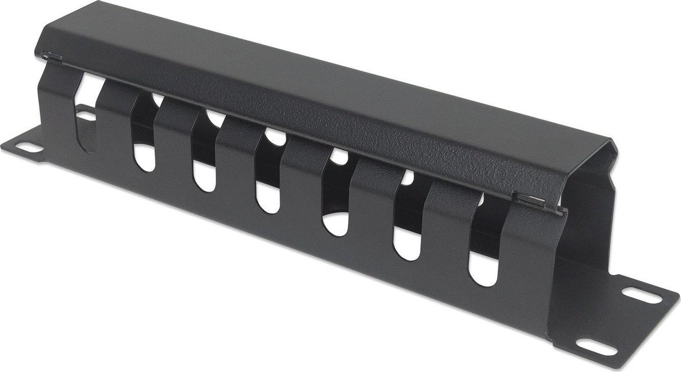 Panel për menaxhim kabllosh Intellinet 10", 1U, me mbulesë, i zi