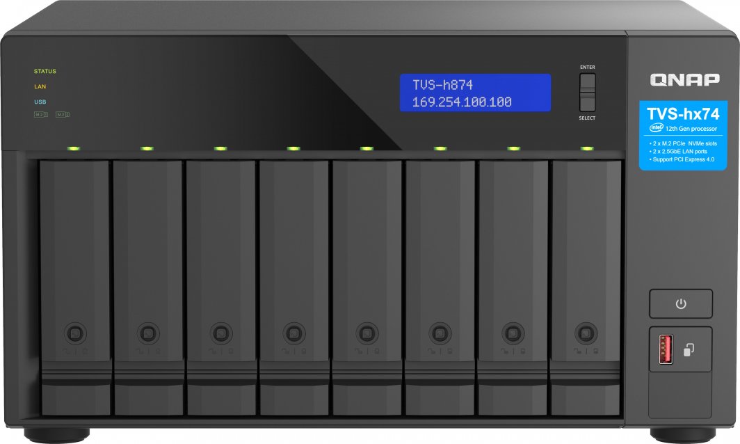 Server NAS QNAP TVS-h874T-i9-64G, Intel Core i9, 64GB RAM, i zi
