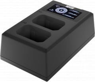 Karikues dykanalësh për kamera Newell FDL-USB-C, për bateri NP-FW50, ekran LCD, i zi