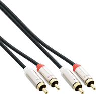 Аудио кабел InLine Slim, 2x RCA M во M, стерео, 0.5m, црн