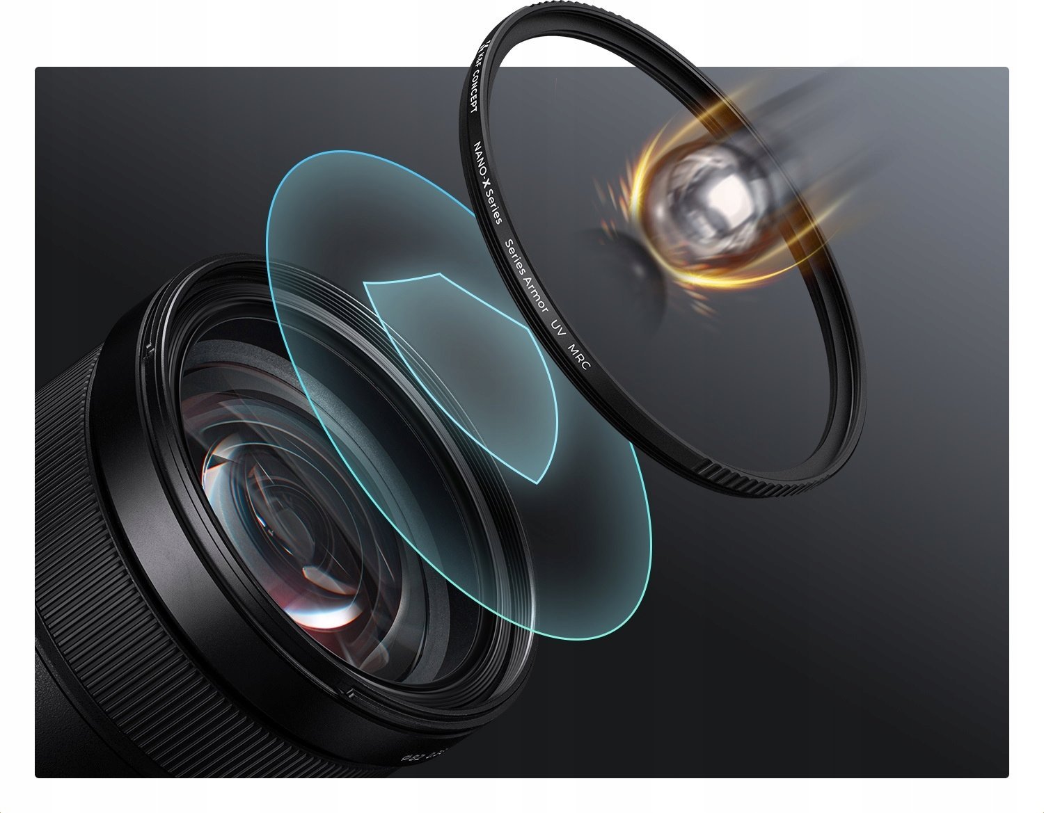 Филтер UV K&amp;F Concept Advanced ARMOR NANO X, 58mm, заштитен, црн