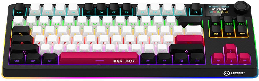 Tastierë gaming Lorgar KBP70TKLW, wireless, mekanike TKL, e zezë e kuqe