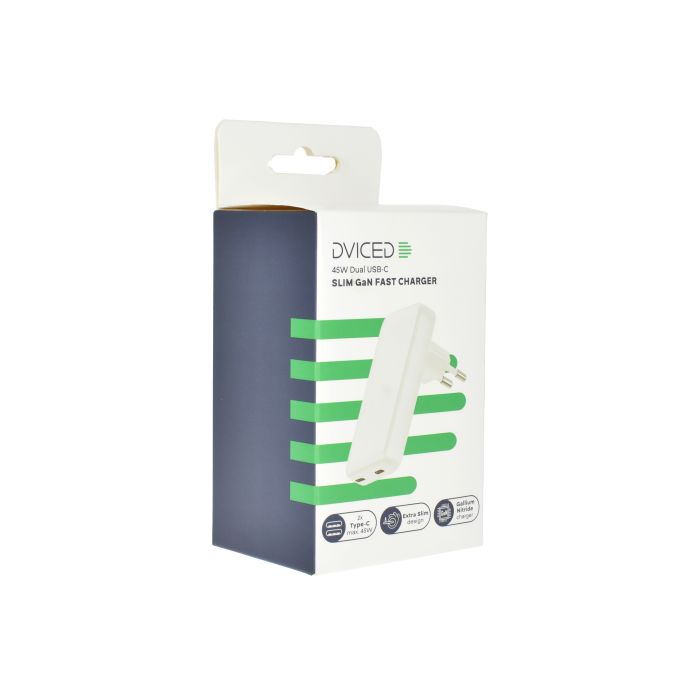 Dviced Slim Wall Charger 45W GaN 2 USB-C EU, White