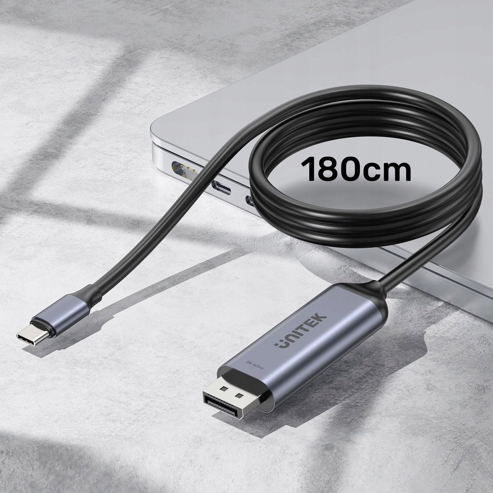 Kabllo video Unitek USB C në DisplayPort, 8K, 1.5 m, e zezë