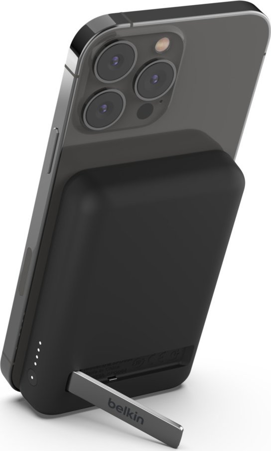 Надворешна батерија Белкин BPD004BTBK, 5000mAh, MagSafe, со држач, црна