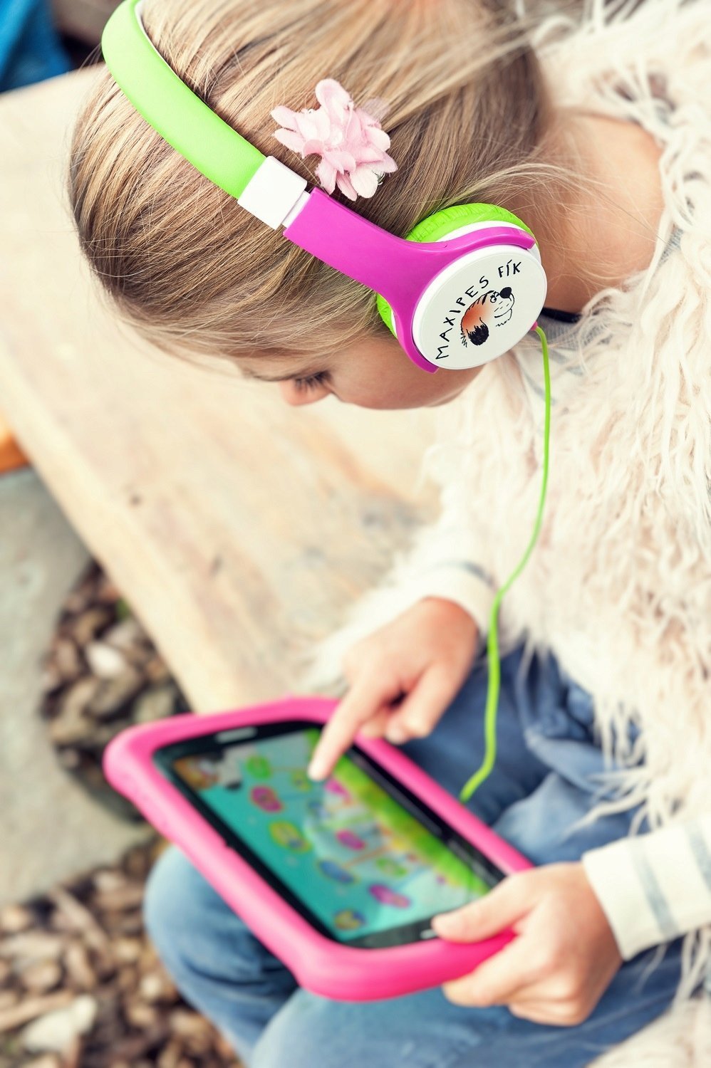 Kufje për fëmijë GoGEN MAXIPES MAXISLECHYG, me kabllo 3.5mm, kufizim volum 90 dB, shumëngjyrëshe