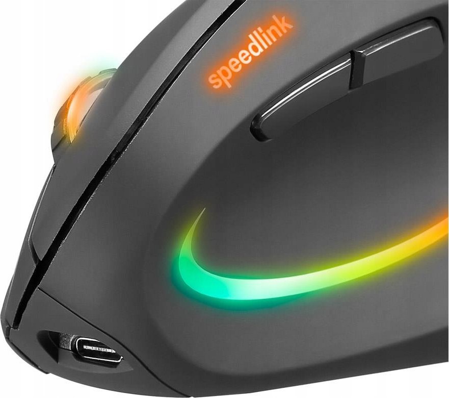 Maus vertikal Speedlink PIAVO PRO, pa kabllo, ndriçim RGB, i zi