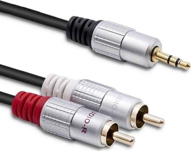 Kabllo audio Qoltec Jack 3.5mm në 2x RCA, 1m, e zezë
