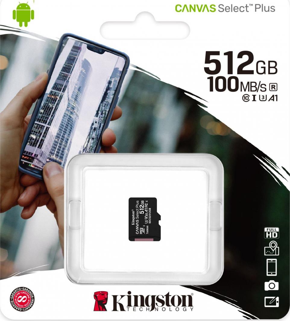 Kartë memorie Kingston Canvas Select Plus MicroSD, 512GB