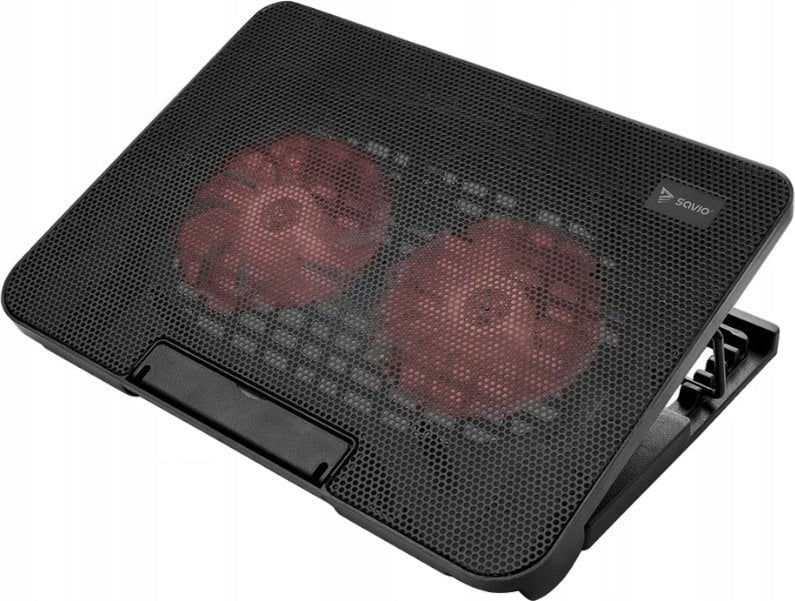 Stendë ftohëse për laptop Savio COS-02, 2 ventilatorë, LED i kuq, e zezë