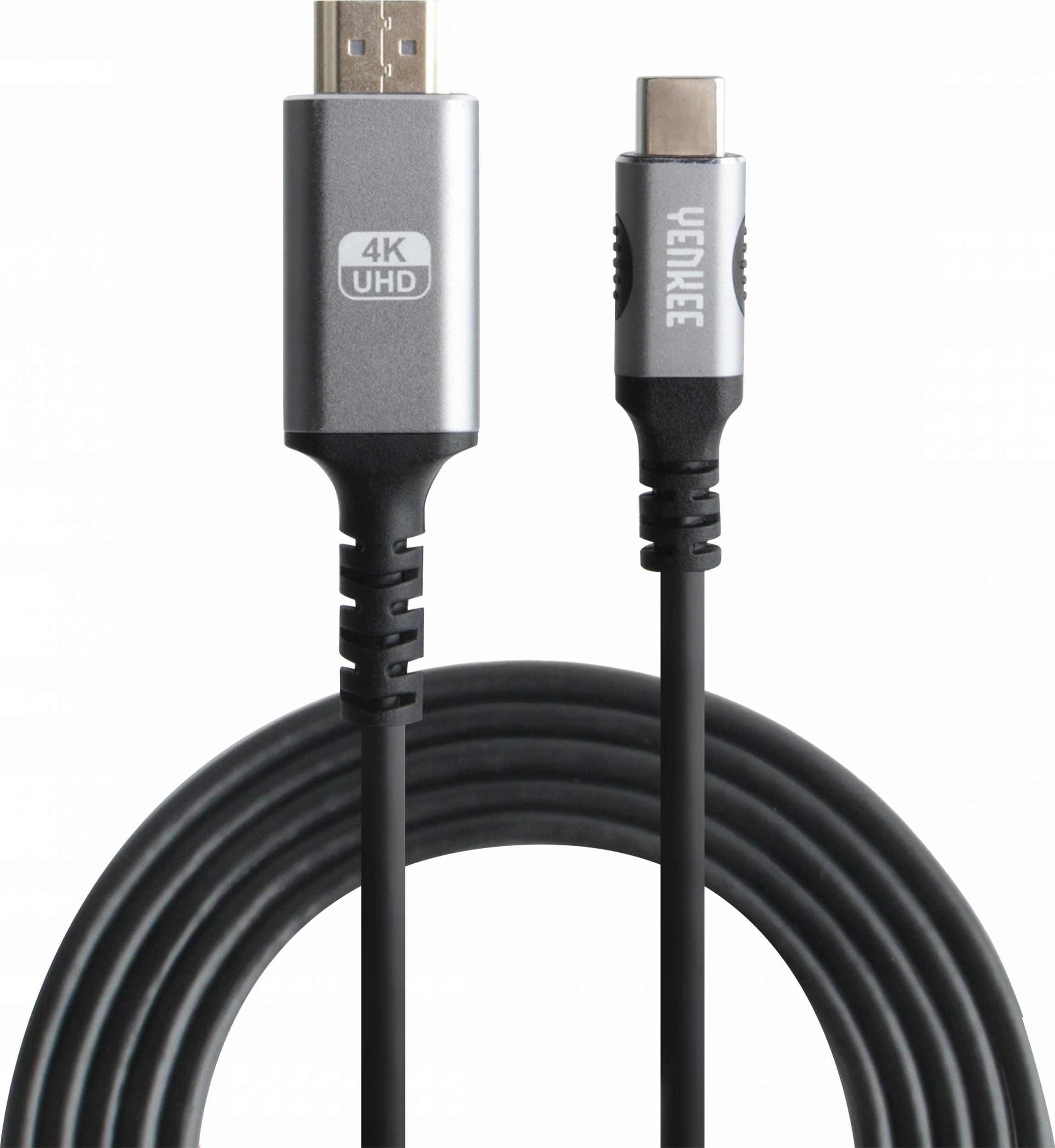 Kabllo USB-C në HDMI Yenkee YCU 0310, 1.5m, 4K 60Hz, zi argjend