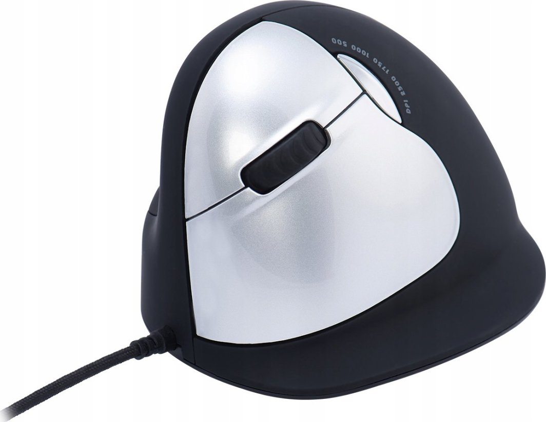 Maus ergonomik R-Go HE Break, me kabllo USB, 3500 DPI, i zi, për majtakë