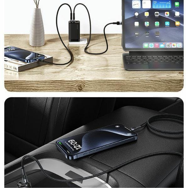Kабел USB-C во USB-C Usams SJ724, 1.2m, 60W, црн
