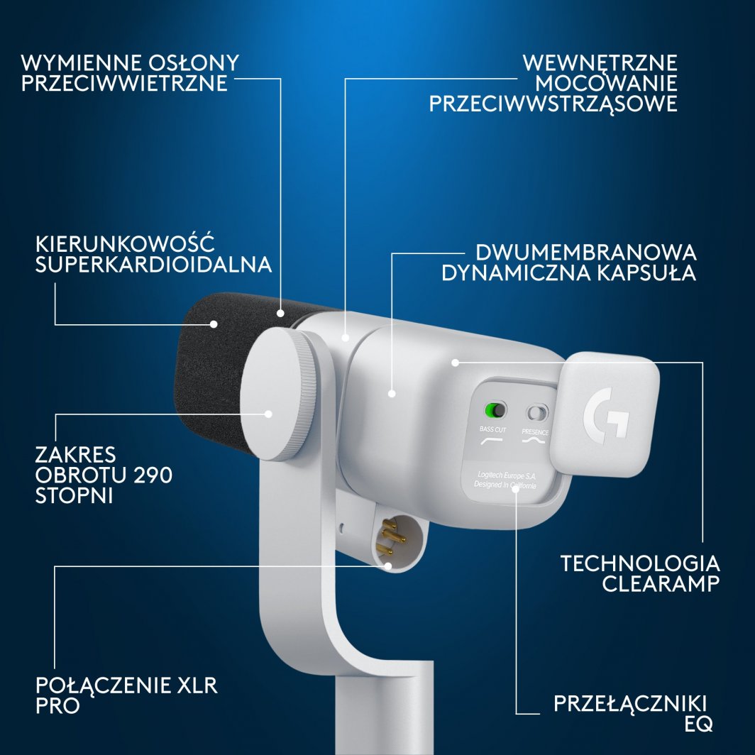 Mikrofon Logitech G Yeti Studio (988-000566), i bardhë