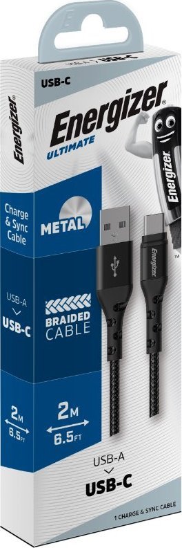 Kabllo USB Energizer C520CKBK, USB A në USB C, 2 m, e zezë