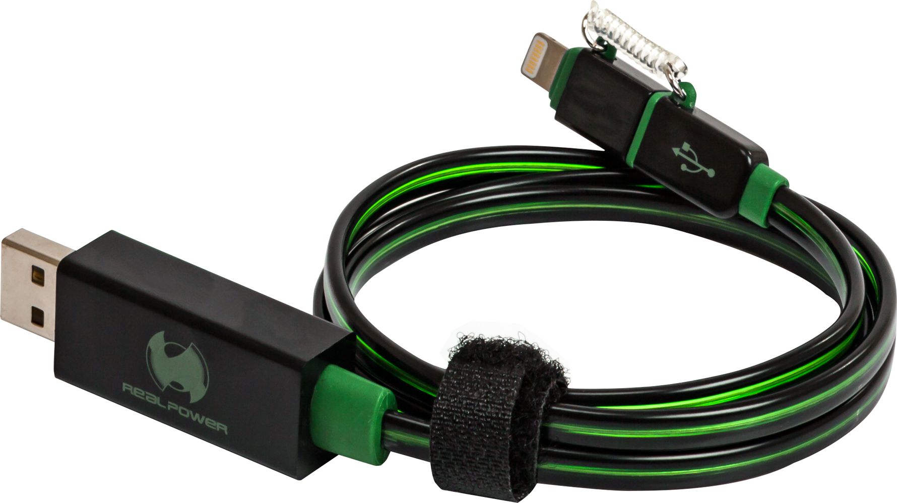 Kabllo Realpower USB A - microUSB 185962, 0.75m, e gjelbër