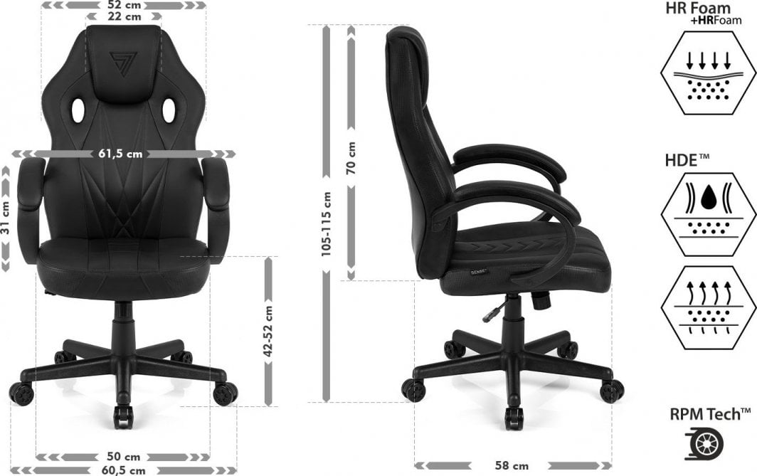 [OUTLET] Karrige SENSE7 Prism, lëkurë, e zezë