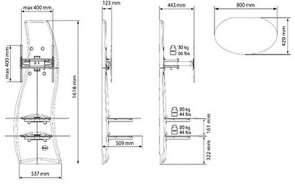 Mbajtëse Meliconi 488092 Ghost Design 2500 Rotation MATT për TV 32-70 ", e bardhë mat