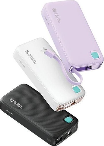 Karikues portativ Usams Us-CD224, 10000 mAh, PD 20W, me kabllo USB-C tërheqëse