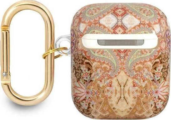 Заштитна маска Guess Paisley Strap за AirPods, TPU, со декоративен ремен, златна боја