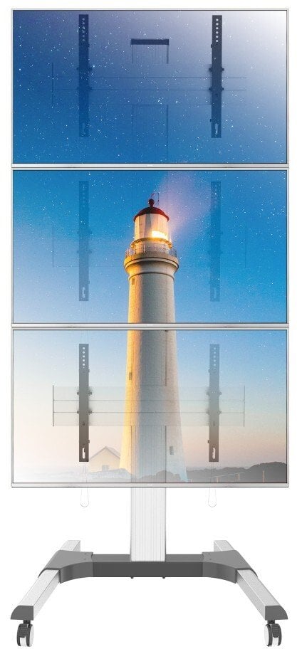 Karrocë TV për 3 ekrane, 32-55", video wall, e zezë