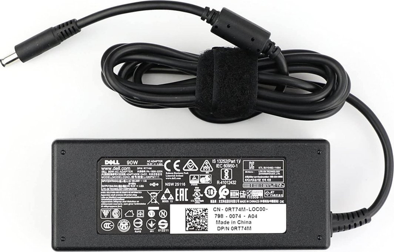 Adaptori rrjetit Dell 90W, Barrel 4.5 x 3mm, prizë UK, i zi