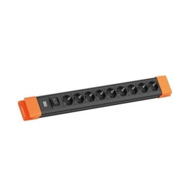 Разводен кабел Bachmann CONNECTUS, 9x CEE 7/3, прекинувач, 2m, црно-портокалов