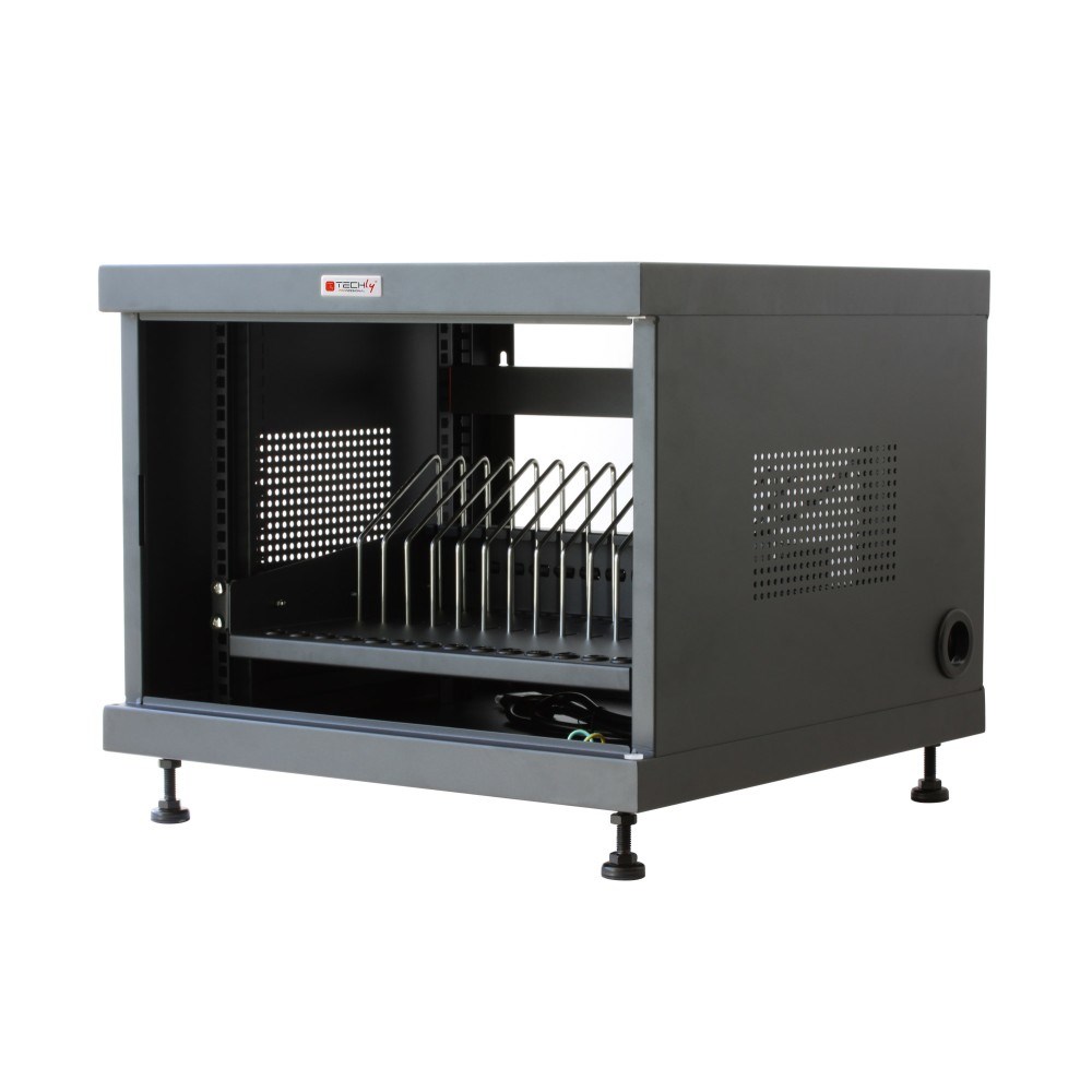 Kabinet karikues Techly 367652, 14 laptopë, 16 dalje AC, gri