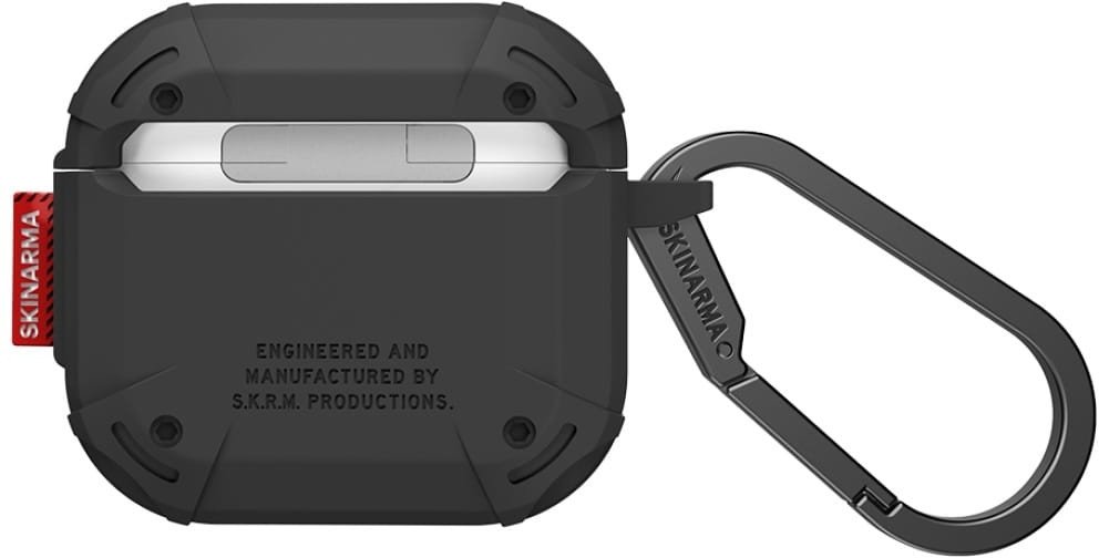 Kutia mbrojtëse Skinarma Mecha CE për AirPods 4, TPU, me karabinë, e zezë