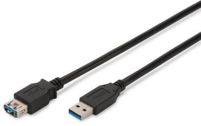 Kabllo Assmann Digitus USB A - USB A AK-300203-030-S, 3m, e zezë