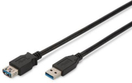 Kabllo Assmann Digitus USB A - USB A AK-300203-030-S, 3m, e zezë