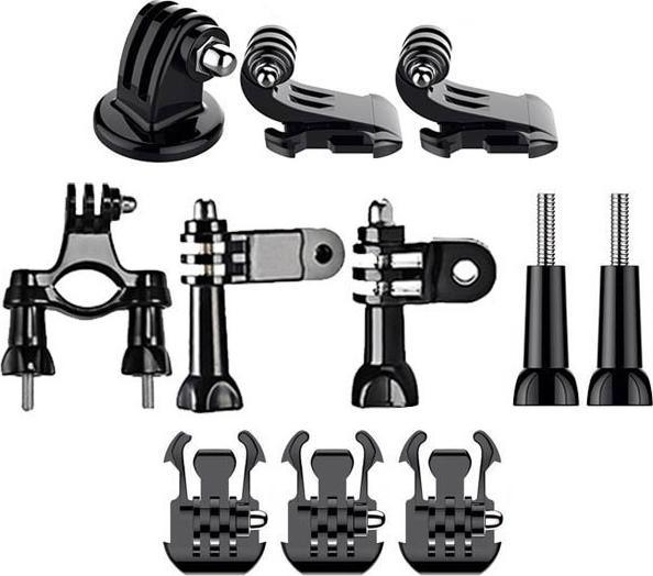 Set aksesorësh universal për kamera sportive 67 në 1, me kuti transporti, i zi