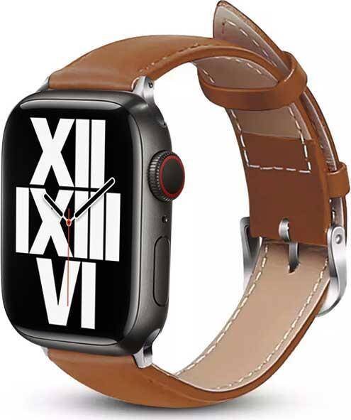 Rrip për Apple Watch Crong Noble Band, lëkurë natyrale, 42/44/45/49 mm, mokka