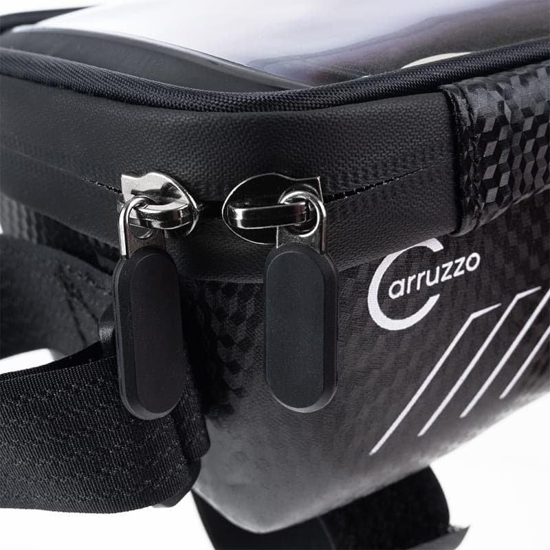 Çantë biçiklete Carruzzo Waterproof, mbajtëse telefoni, 1L, e zezë