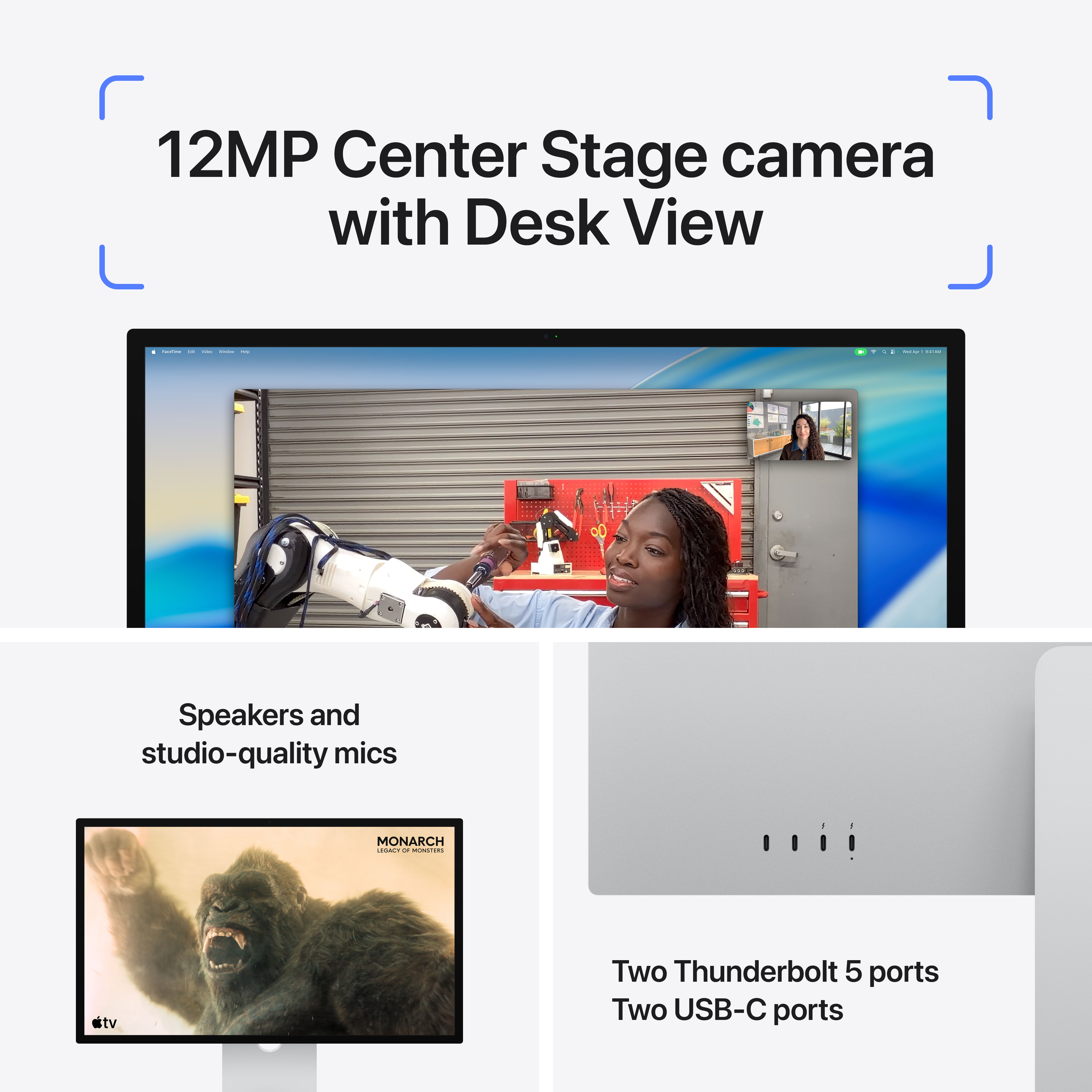 Apple Studio Display, Standard glass, Tilt- and height-adjustable stand