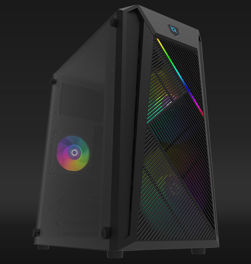 Kuti PC Aqirys BellatrixPRO Mini Tower, Mini ITX Micro ATX, dritë Rainbow RGB, e zezë