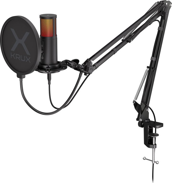 Микрофон Krux Epic 1000 KRXC011, со рака за монтирање, црн