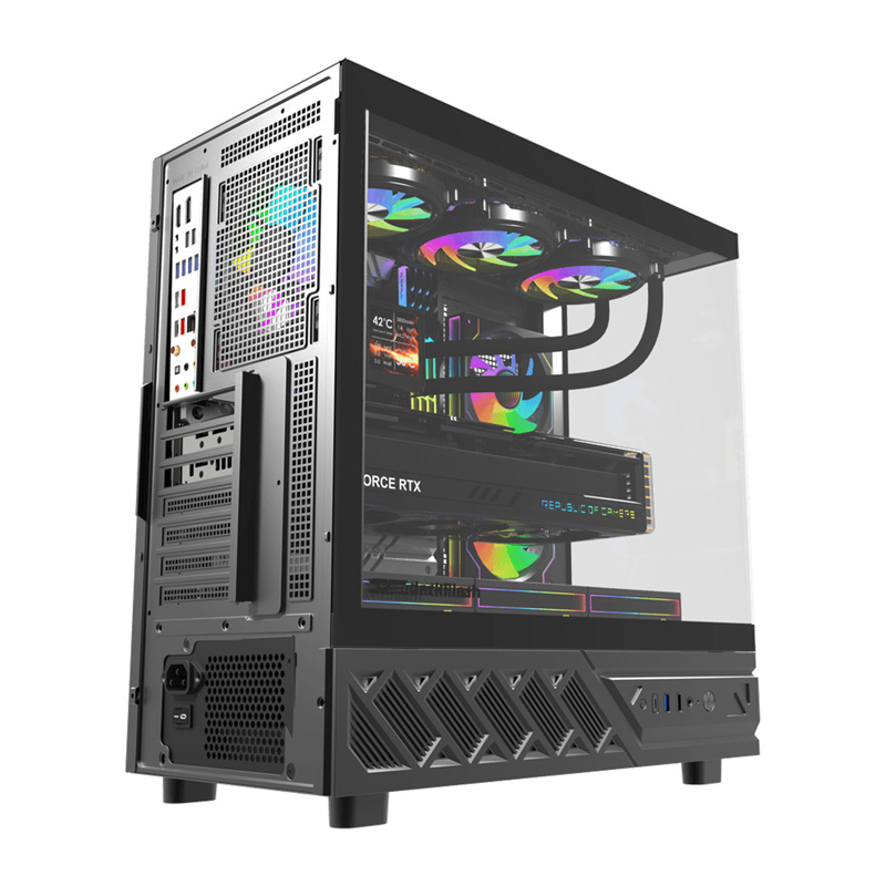 Kasa kompjuteri Darkflash DS950V, midi tower, ekran IPS 6", e zezë